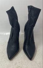Load image into Gallery viewer, Steve Madden Womens Black Leather Pointed Toe High Stiletto Ankle Boots Size 7M
