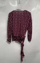Load image into Gallery viewer, Zara Womens Maroon Polka Dot Balloon Sleeve V-Neck Wrap Blouse Top Size Small

