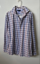 Load image into Gallery viewer, Tommy Hilfiger Mens Blue Plaid Long Sleeve Collared Dress Shirt Size 16 1/2
