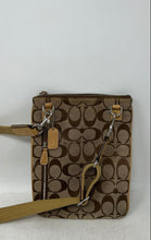 Load image into Gallery viewer, Coach Womens Brown Monogram Charm Adjustable Strap Zipper Crossbody Bag
