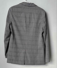 Load image into Gallery viewer, Banana Republic Womens Gray Plaid Notch Lapel Flap Pocket Open Front Blazer Sz 8
