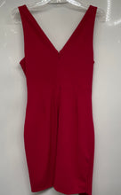 Load image into Gallery viewer, Guess Womens Red Pleated Surplice Neck Back-Zip Slit Sheath Dress Size 10
