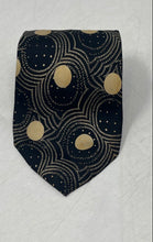 Load image into Gallery viewer, Perry Ellis Mens Black Gold-Tone Printed Silk Adjustable Designer Tie
