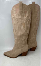 Load image into Gallery viewer, Iiimmu Womens Beige Suede Pointed Toe Knee High Cowgirl Western Boots Size 9
