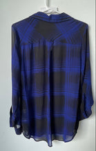 Load image into Gallery viewer, New York &amp; Company Womens Blue Plaid Long Sleeve Collared Button-Up Shirt Size M
