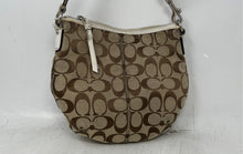 Load image into Gallery viewer, Coach Womens Soho Beige Brown Monogram Pleated Adjustable Strap Crossbody Bag
