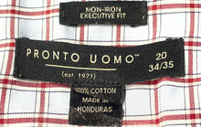 Load image into Gallery viewer, Pronto Uomo Mens Light Blue Plaid Print Cotton Non-Iron Dress Shirt Size 20
