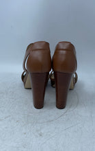 Load image into Gallery viewer, Michael Kors Womens Brown Leather Open Toe Front Zip Block Pump Heels Size 6M
