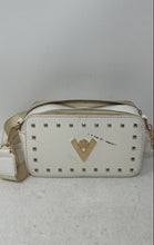Load image into Gallery viewer, Valentino Orlandi Womens White Studded Adjustable Strap Crossbody Bag Stained
