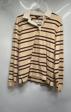 Load image into Gallery viewer, J.Crew Mens Yellow Purple Striped Cotton Long Sleeve Polo Shirt Size Medium
