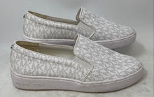 Load image into Gallery viewer, Michael Kors Womens Keaton White Gray Monogram Slip-On Sneakers Shoes Size 9M
