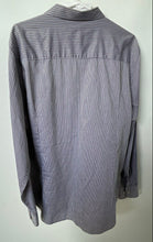 Load image into Gallery viewer, Perry Ellis Mens Gray Black Striped Cotton Slim Fit Button-Up Shirt Size XL
