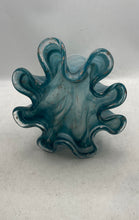 Load image into Gallery viewer, Vintage Murano Style Blue White Copper Aventurine Flecks Swirl Handkerchief Vase

