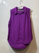 Load image into Gallery viewer, New York &amp; Company Womens Purple Sleeveless Collared Blouse Top Size XL

