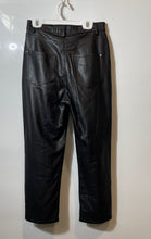 Load image into Gallery viewer, Zara Womens Black Leather Flat Front Pockets Straight Leg Trouser Pants Size 2
