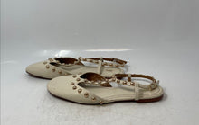 Load image into Gallery viewer, Zara Womens Cream Leather Studded Buckle Closed Toe Strappy Sandals Size EUR 39
