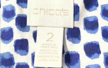 Load image into Gallery viewer, Chico's Womens White Blue Printed Collared 3/4 Sleeve Blouse Top Size 2
