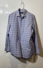 Load image into Gallery viewer, Hugo Boss Mens Blue White Check Long Sleeve Collared Dress Shirt Size 15.5 32/33
