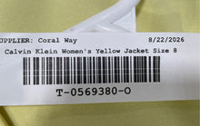 Load image into Gallery viewer, Calvin Klein Womens Yellow Long Sleeve Pockets Open Front Blazer Size 8
