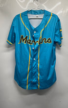 Load image into Gallery viewer, Mens Blue Button Front Short Sleeve Miami Marlins MLB Baseball Jersey Size XL

