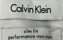 Load image into Gallery viewer, Calvin Klein Mens White Cotton Long Sleeve Non-Iron Slim Fit Dress Shirt Size 16

