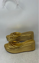 Load image into Gallery viewer, Schutz Womens Gold Leather Slip-On Open Toe Slide Sandals Size 11 B
