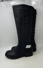 Load image into Gallery viewer, Global Win Womens Black Faux Leather Almond Toe Knee High Riding Boots Size 11
