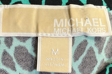 Load image into Gallery viewer, Michael Kors Womens Green Leopard Print Sleeveless Ruffle Hem Sheath Dress Sz M
