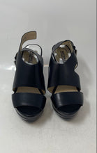 Load image into Gallery viewer, Michael Kors Womens Carla Black Leather High Heel Platform Sandals Size 7.5
