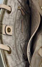 Load image into Gallery viewer, Michael Kors Womens Gold-Tone Metallic Monogram Leather Jet Set Tote Handbag
