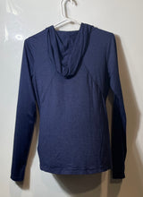 Load image into Gallery viewer, Reebok Womens Blue Long Sleeve Lightweight Hooded Pullover T-Shirt Size S
