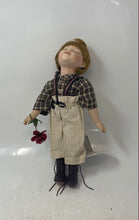 Load image into Gallery viewer, Vintage Unique Brown Straight Hair Eyes Closed Porcelain Doll With Stand

