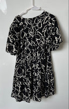 Load image into Gallery viewer, Nine West Womens White And Black Floral Print Short Sleeve A-Line Dress Size L
