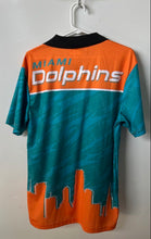 Load image into Gallery viewer, NFL Mens Blue Printed Miami Dolphins Short Sleeve Football Polo Shirt Size M
