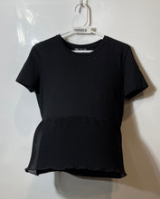 Load image into Gallery viewer, Zara Womens Black Short Sleeve Pleated Hem Crew Neck Blouse Top Size Small
