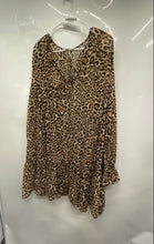 Load image into Gallery viewer, Michael Kors Womens Brown Leopard Print Bell Sleeve Ruffle Hem Mini Dress Sz XL
