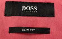 Load image into Gallery viewer, Hugo Boss Mens Pink Cotton Slim Fit Long Sleeve Collared Dress Shirt Size 41
