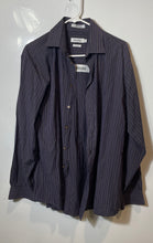 Load image into Gallery viewer, Calvin Klein Mens Multicolor Striped Print Long Sleeve Dress Shirt Size 16
