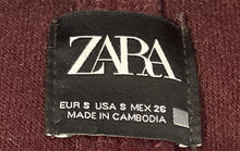 Load image into Gallery viewer, Zara Womens Burgundy Long Sleeve Notch Lapel Button Front Overcoat Size Small
