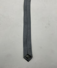 Load image into Gallery viewer, Hugo Boss Mens Gray Striped Print Keeper Loop Adjustable Formal Pointed Tie
