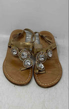 Load image into Gallery viewer, La Conchiglia Positano Womens Gold-Tone Leather Embellished Thong Sandals Sz 39
