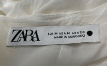 Load image into Gallery viewer, Zara Womens White Sleeveless Lace-Up Sweetheart Neck Ruched Mini Dress Size M
