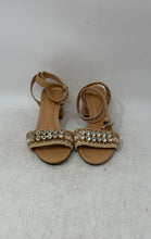 Load image into Gallery viewer, Arezzo Womens Stella Mid Beige Embellished Block Heel Ankle Strap Sandals Sz 34
