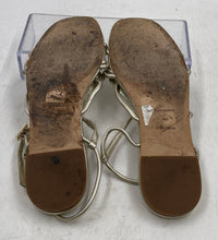 Load image into Gallery viewer, Authentic Tory Burch Womens Gold-Tone Leather Diamond Patch Strappy Sandals 5M
