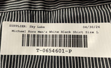 Load image into Gallery viewer, Michael Kors Mens White Black Slim Fit Long Sleeve Button-Up Shirt Size L
