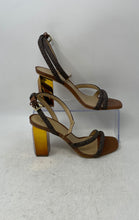 Load image into Gallery viewer, Michael Kors Womens Hazel Brown Gold Block Heel Ankle Strap Sandals Size 7.5M
