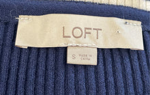 Load image into Gallery viewer, Loft Womens Blue White Striped Ribbed Knit Boat Neck Pullover Sweater Size S
