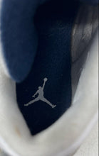 Load image into Gallery viewer, Nike Kids Air Jordan 4 Retro White Navy Blue Gray Lace-Up Sneakers Shoes Size 2Y

