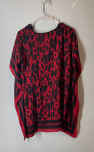 Load image into Gallery viewer, Michael Kors Womens Red Black Animal Print V-Neck Tunic Blouse Top Size S/M
