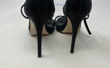 Load image into Gallery viewer, Michael Kors Womens Black Glitter Open Toe Stiletto Ankle Strap Heels Size 8M
